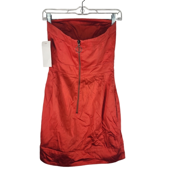 FRENCH CONNECTION Womens 2 Strapless Mini Dress Zipper Back Pockets NWT New Red - Picture 7 of 7